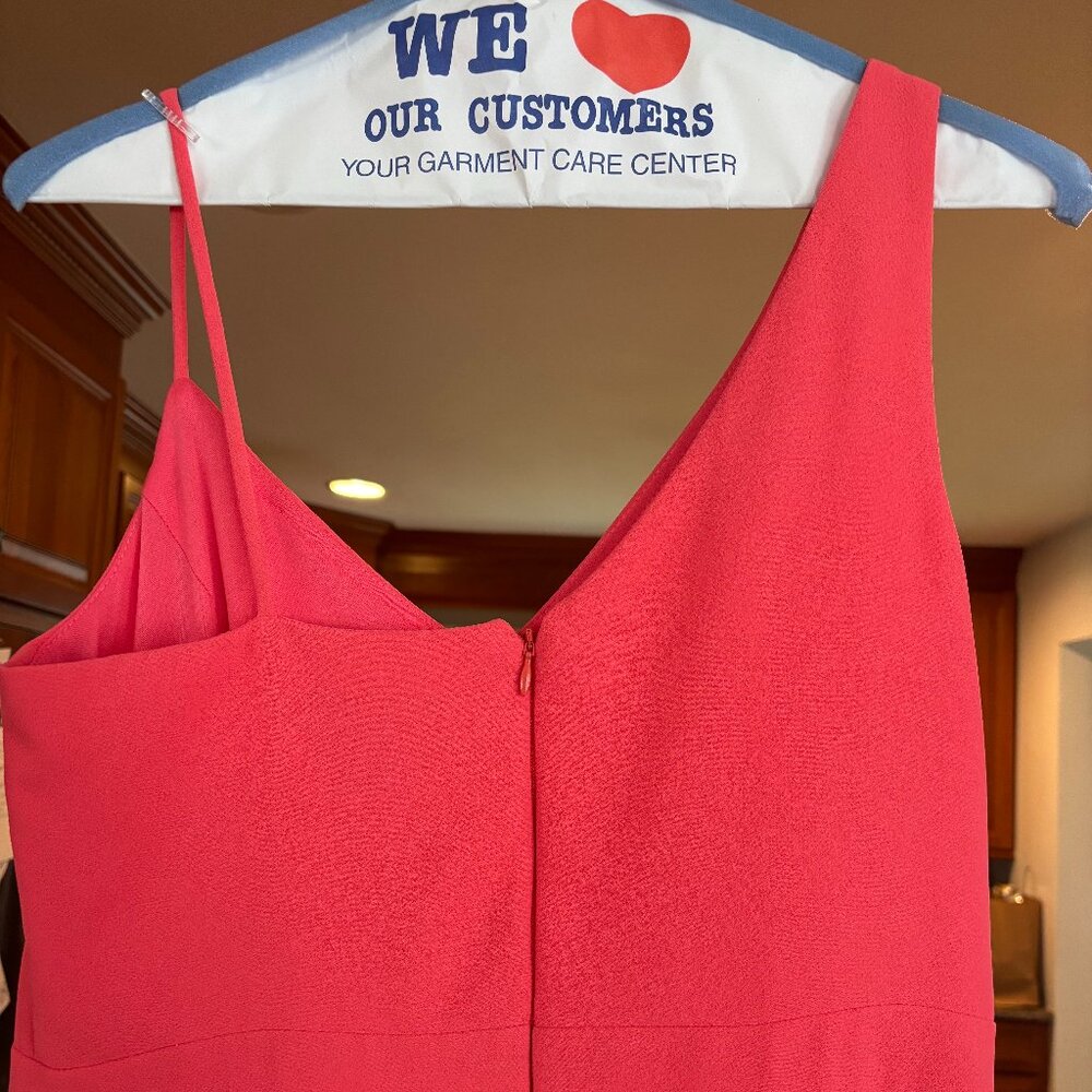 Xscape Midi Coral Pink Asymmetric Strap dress - Picture 4 of 6